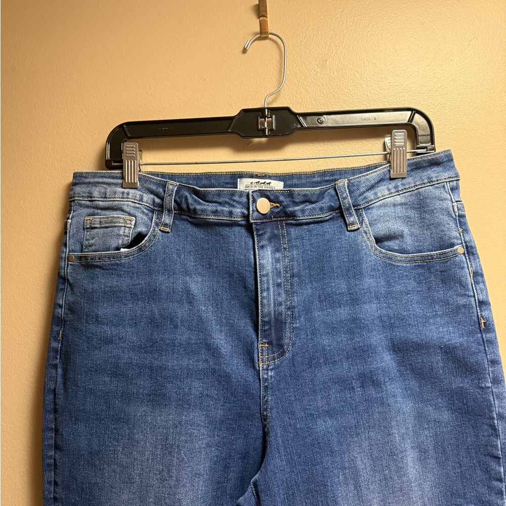 Back in the Saddle Size 16 Stretch Jeans Floral Embroidered Cuff - Picture 3 of 13